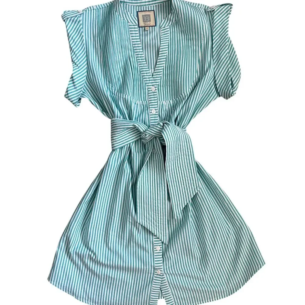 Bell by Alicia Bell Kat Mini‎ Dress Green & White Preppy Striped Size Medium - Picture 5 of 12